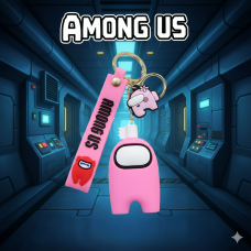 Брелок Амонг Ас Among Us на рюкзак, ключі рожевий дитячий 6 см