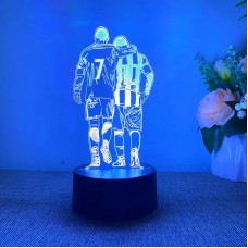 Светильник Роналду и Месси 19,8 см: 3d-лампа, ночник, Ronaldo Messi, акрил, футболист