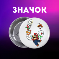 Значек Супер Марио Super Mario на булавке на рюкзак 44 мм 1 шт