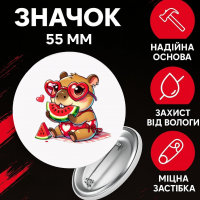 Значок Капібара capybara на шпильці на рюкзак 55 мм 1 шт