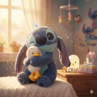 Мягкая игрушка Стич с утёнком обнимашка 30 см плюшевая игрушка для детей и поклонников синий