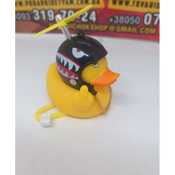 Резиновая уточка в машину в очках и шлеме аксессуар в машину утка в автомобиль велосипед мотоцикл 9 см