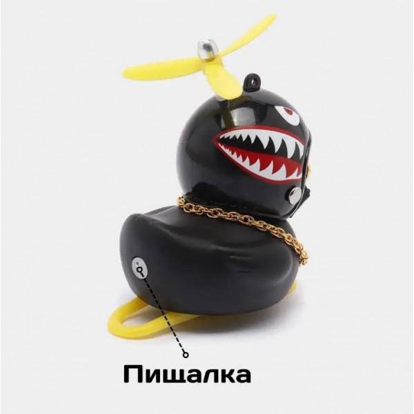 Гумова качка в машину в окулярах і шоломі аксесуар в машину качка в автомобіль велосипед мотоцикл 9 см