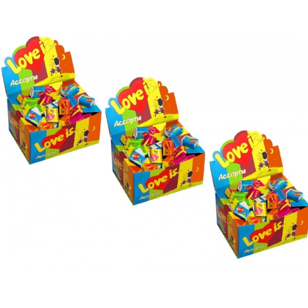 Жувальні гумки Лав із Кохання це з вкладишами про кохання мікс із п'яти смаків 420 г 100 шт