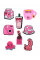 Джибітси рожева тематика мода Pink Jibbitz 8 шт аксесуари крокс прикраса
