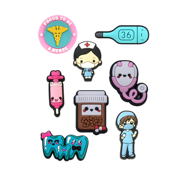 Джибітси медичні історії Medical лікар медсестра для мед. працівника 8 шт аксесуари крокс прикраса