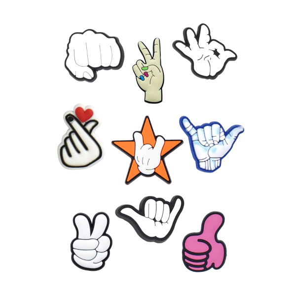 Джибітси жести рук пальці Jibbitz 9 шт аксесуари крокс прикраса