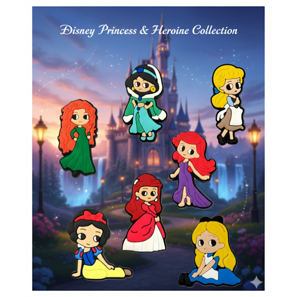 Джибітси Принцеси Дісней Disney 7 шт аксесуари крокс прикраса