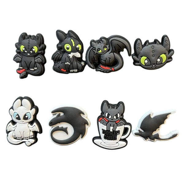 Джибітси Як приручити дракона 3D How to Train Your Dragon Беззубик Нічна Фурія 8 шт аксесуари для взуття крокс прикраса