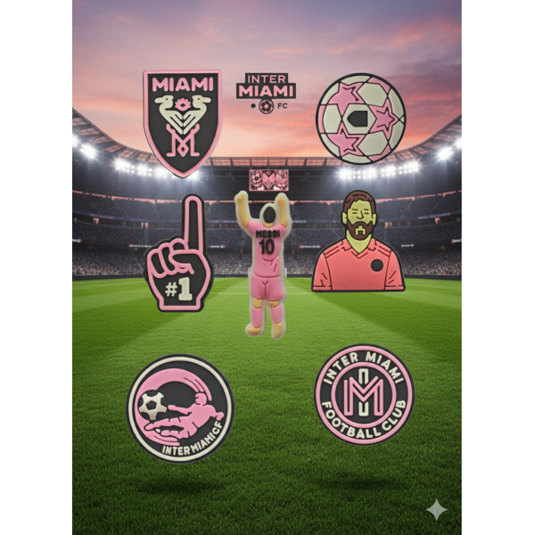 Джибітси Мессі Lionel Messi футбол football Miami Майамі 7 шт аксесуари крокс прикраса