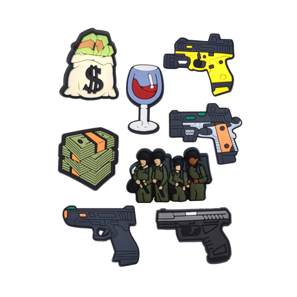 Джибітси зброя армія пістолет 8 шт аксесуари крокс прикраса