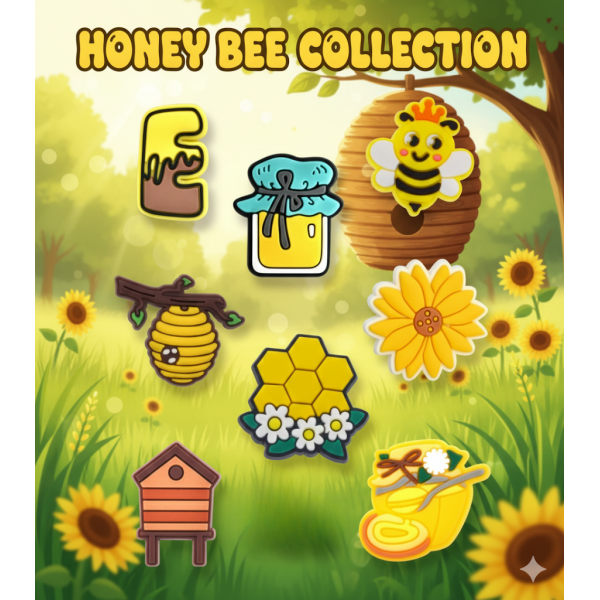 Джибітси бджола мед вулик пасіка Jibbitz 8 шт аксесуари крокс прикраса