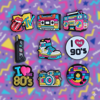 Джибітси ретро Retro дискотека 9 шт аксесуари крокс прикраса