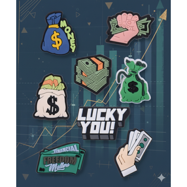 Джибітси гроші долари money Jibbitz 8 шт аксесуари крокс прикраса