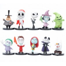 Кошмар перед Різдвом Джек Скеллінгтон Jack Skellington The Nightmare Before Christmas набір фігурок 10 шт 7см