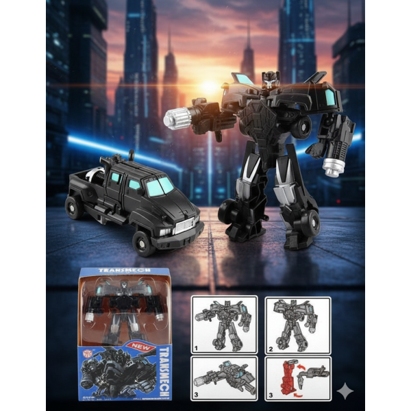 Трансформер міні машинка чорна minitransformes 8см