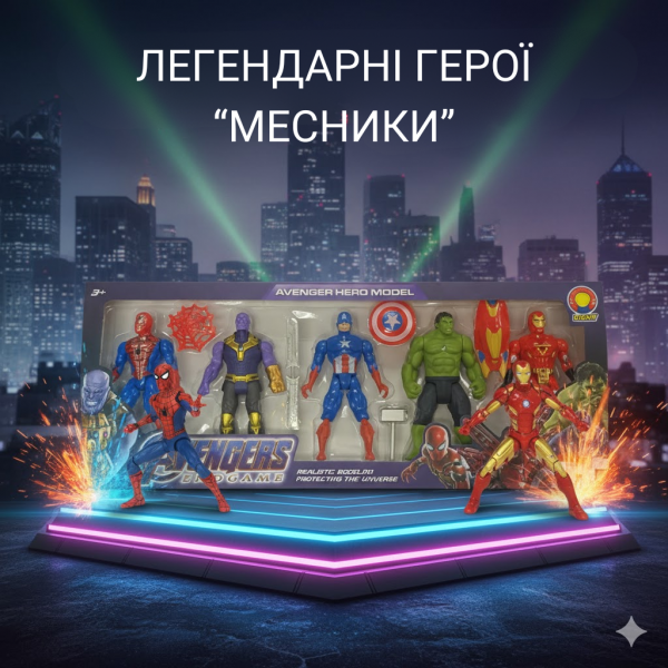 Набір супергероїв Месники Танос Халк Людина-павук Залізна людина Капітан Америка Advengers 16см дитячий ігровий набір