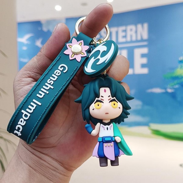 Брелок Геншин Імпакт Сяо Genshin Impact Захисник Якса аніме фігурка іграшка для ключів, рюкзака, сумки 6,5 см