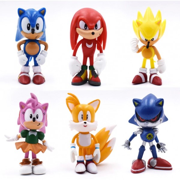 Ігровий набір Super Sonic 6 фігурок 6-7 см Супер Сонік - Майлз Тейзл - Емі Роуз - Єхідна Наклз - Метал-Сонік - Супер Шедоу