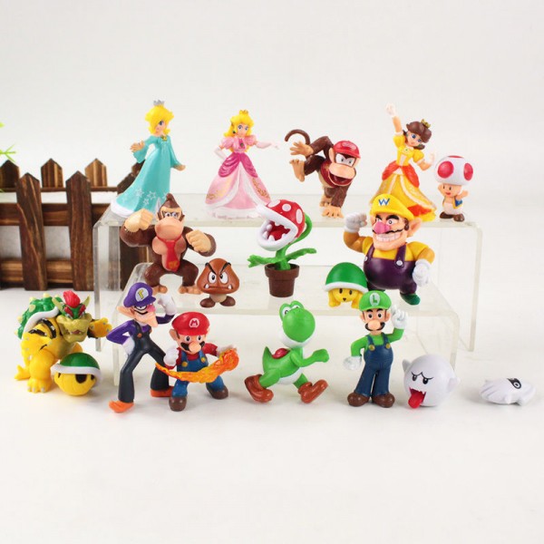 Набір Фігурок Супер Маріо Super Mario Bros Луїджі Йоші Жаба Ослик Luigi Yoshi Toad Donkey 18 шт герої гри 2-7 см