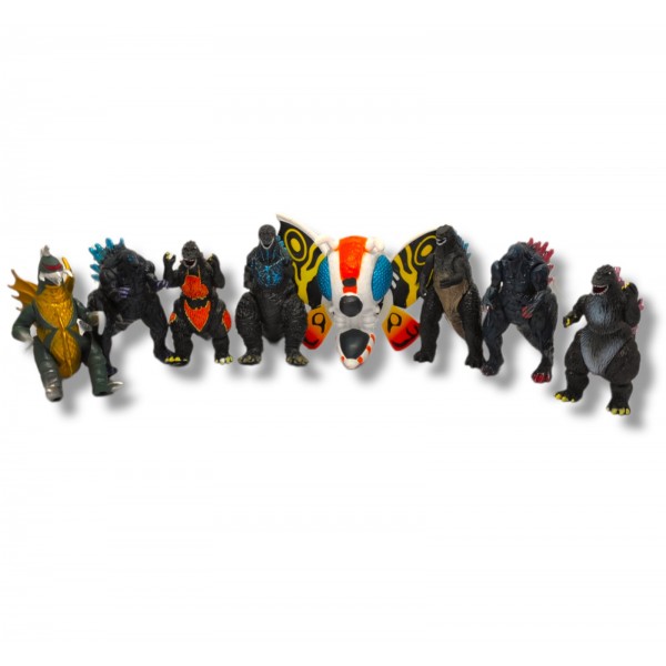 Набор фигурок Годзилла Мега Король монстров Mecha Godzilla Monster King 8 шт 10 см