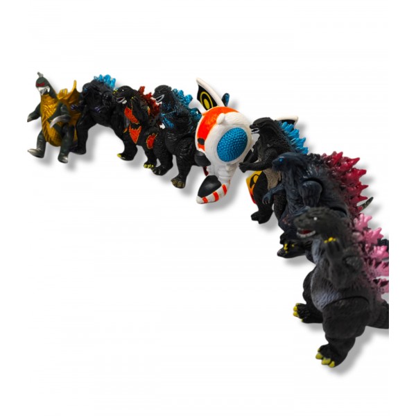 Набор фигурок Годзилла Мега Король монстров Mecha Godzilla Monster King 8 шт 10 см