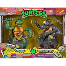 Черепашки ніндзя класичні Леонардо проти Рокстеді набір фігурок TMNT 15 см