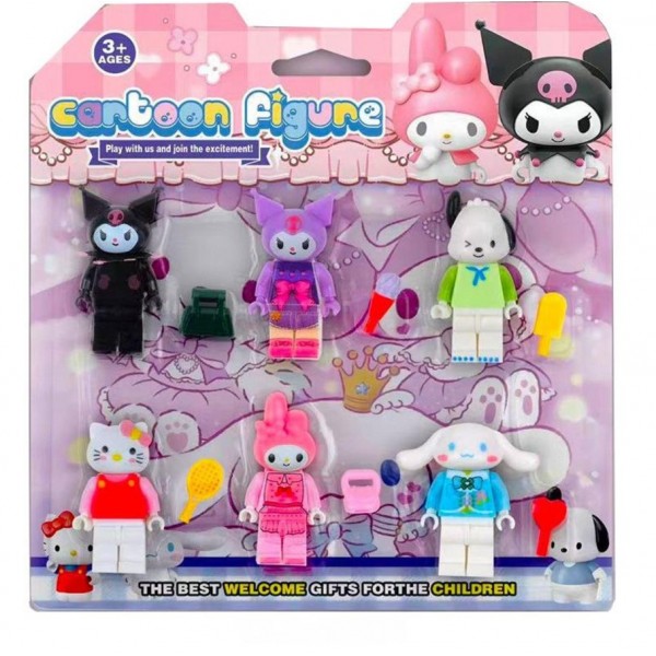 Набор фигурок лего Куроми Привет Китти Синнаморолл игрушки Kuromi Hello Kitty My Melody детский набор игрушечные фигурки конструктор