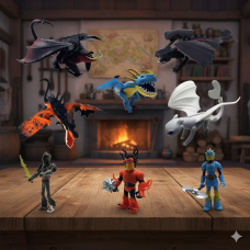 Набір фігурок Як приручити дракона мультяшні фігурки Беззубик Вікінги How to Train Your Dragon 8 шт 5-9 см