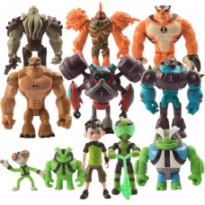 Колекція фігурок Бен 10 Ben 10 Ігровий набір 11 фігурок героїв Бен, Сіра матерія, Рат, Слепбек, Гарячий постріл, Броньований, Шок Рок, Вілгакс, Іржавий жук Бен, Хумунгозавр, Omni Enhanced Overflow 3-13 см