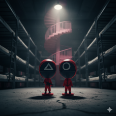 Фігурка Гра в кальмара Squid game на підставці трикутник, коло 17см 1 шт