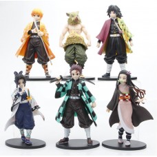 Набір фігурок Клинок, що розсікає демонів Demon Slayer Kimetsu no Yaiba Тандзіро Камадо, Гію Томіока, Незуко Камадо, Іноске Хашибіра, Зіниця Агацума та Шинобу Кочо 6 шт/набір 15см
