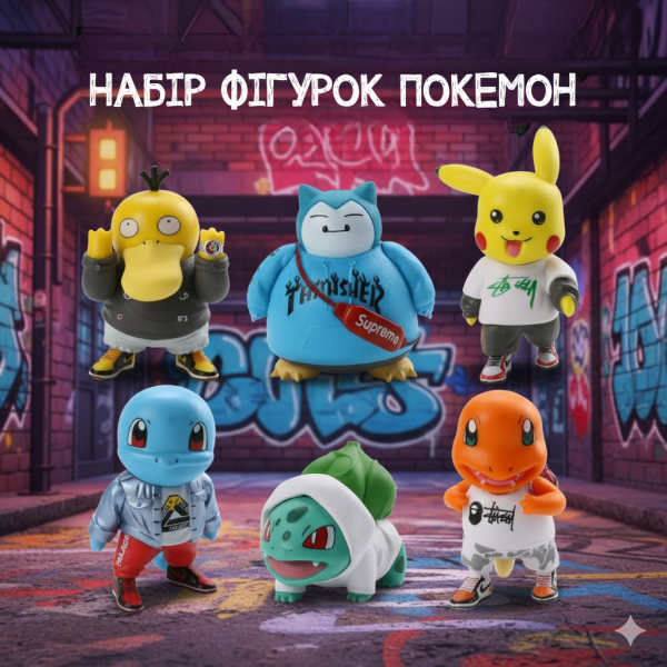 Набір фігурок Покемон Пікачу Pokemon Pikachu Чармандер, Псік, Сквіртл, Бульбазавр, Снорлакс ігрові фігурки 6-10.5см 6 шт.