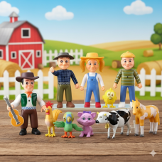 Весела Ферма фігурки На фермі у Зенона ферма Zenon Farm іграшки для дітей 10 шт 5 см