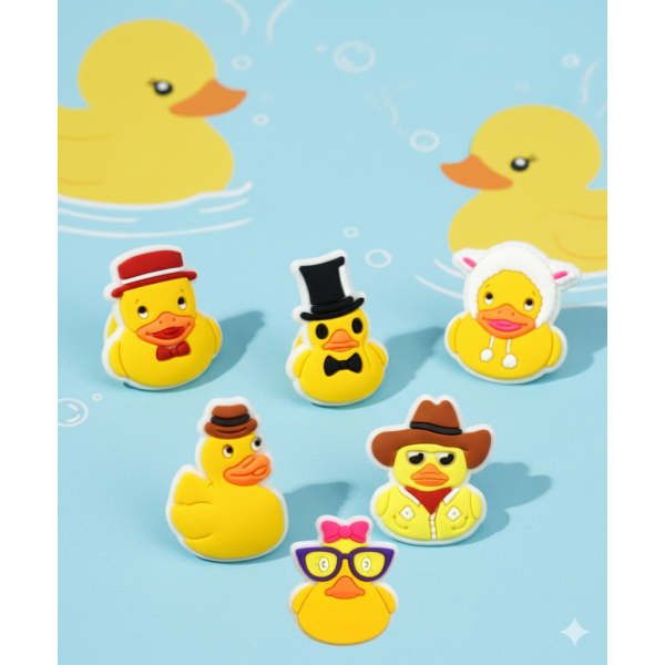 Джибітси жовта качка качки duck Jibbitz 6 шт аксесуари крокс прикраса