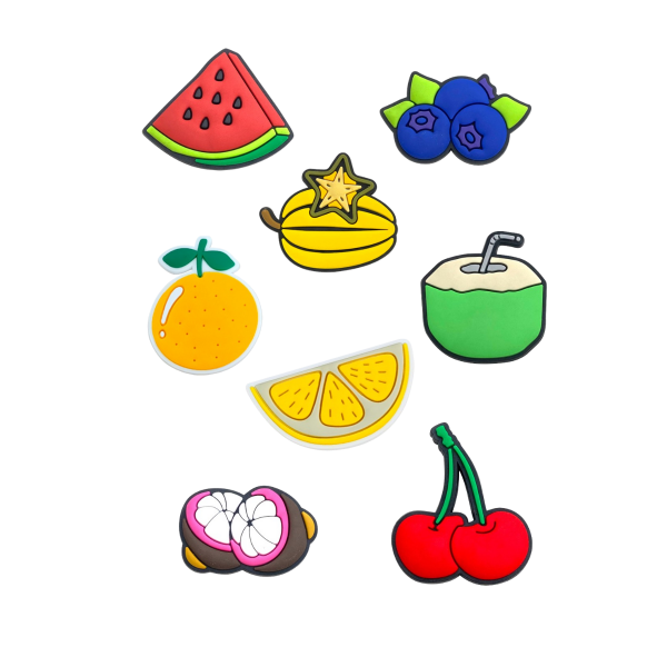 Джибітси фрукти fruits Jibbitz 8 шт аксесуари крокс прикраса