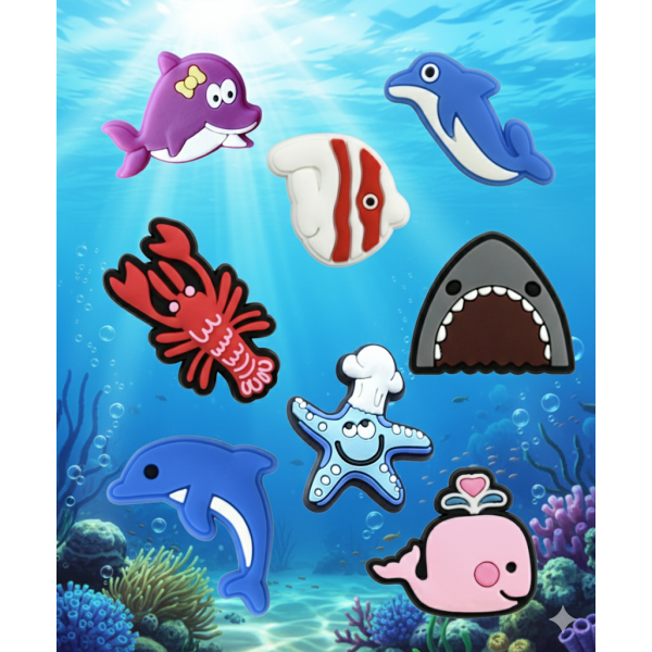 Джибітси морські жителі підводний світ тварини, морське життя 8 шт аксесуари для взуття крокс прикраса