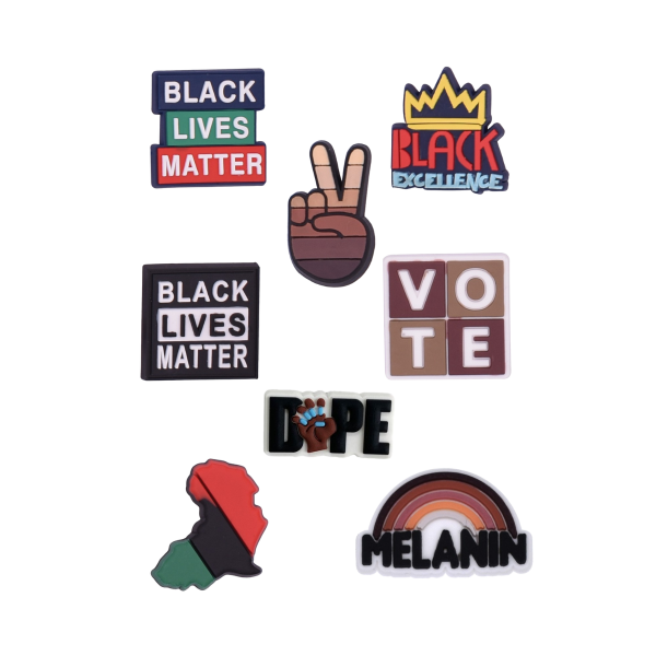 Джибітси Black Lives Matter права афроамериканців Jibbitz 8 шт аксесуари крокс прикраса