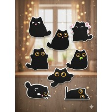 Джибітси кішка маленька чорна кошеня домашній улюбленець тварини Jibbitz 8 шт аксесуари крокс прикраса