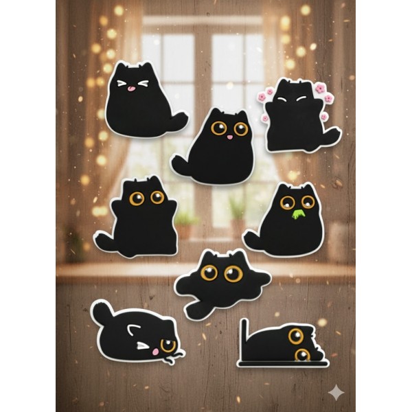 Джибітси кішка маленька чорна кошеня домашній улюбленець тварини Jibbitz 8 шт аксесуари крокс прикраса