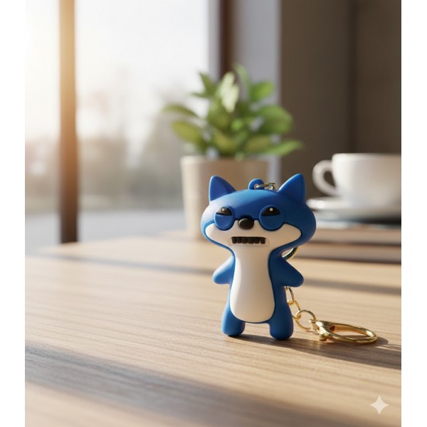 Брелок Фуглер Fuggler синяя подозрительная лиса Funny Ugly Monster фигурка игрушка для ключей, рюкзака, сумки 5 см