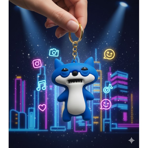 Брелок Фуглер Fuggler синяя подозрительная лиса Funny Ugly Monster фигурка игрушка для ключей, рюкзака, сумки 5 см