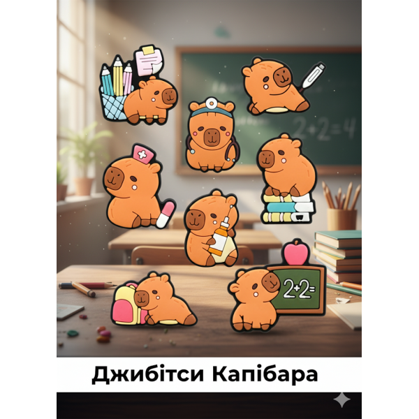 Джибітси Капібара capybara Jibbitz 8 шт аксесуари крокс прикраса