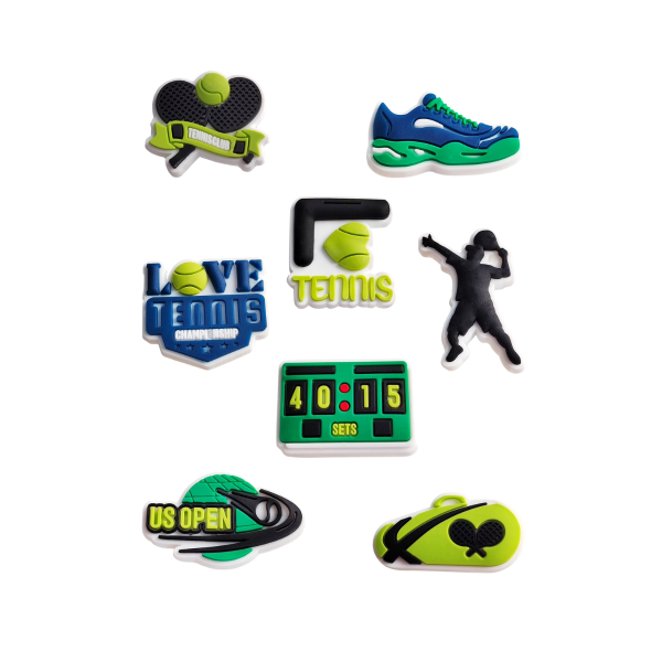 Джибітси спорт теніс ракетка sport tennis Jibbitz 8 шт аксесуари крокс прикраса