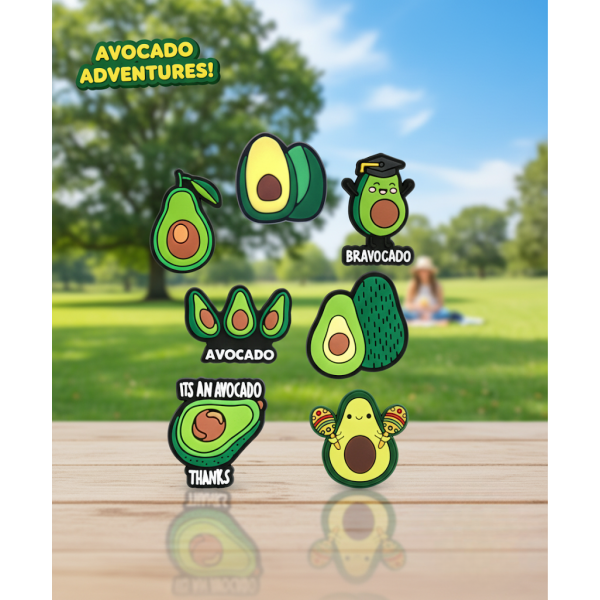 Джибітси авокадо avocado Jibbitz 7 шт аксесуари крокс прикраса