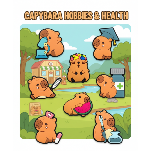 Джибітси Капібара capybara Jibbitz 8 шт аксесуари крокс прикраса