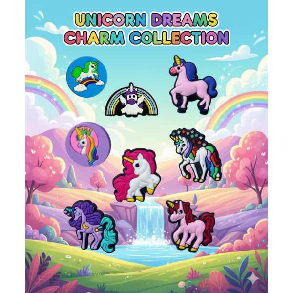 Джибітси єдиноріг Jibbitz 8 шт аксесуари крокс прикраса