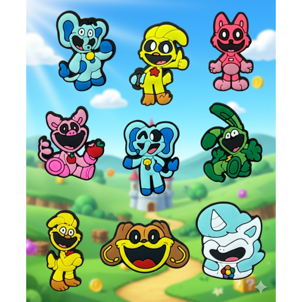 Джибітси Усміхнені звірі Smiling Critters Poppy Playtime Jibbitz 9 шт аксесуари крокс прикраса