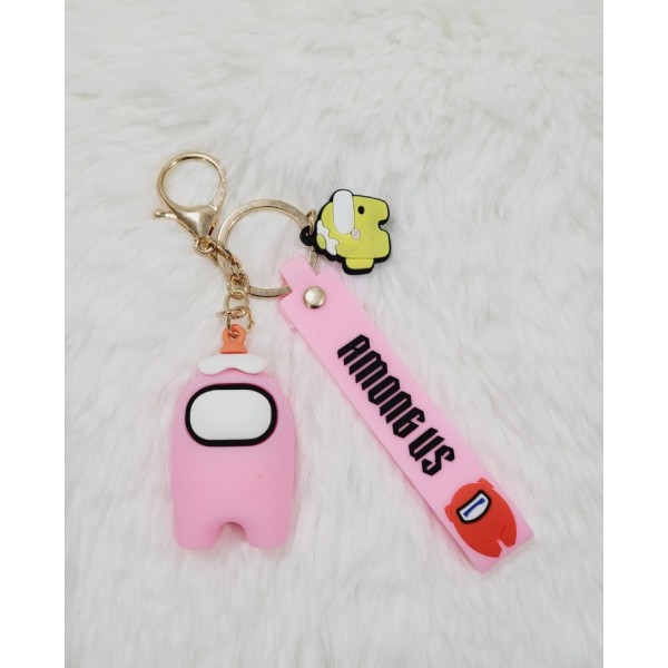 Брелок Амонг Ас Among Us на рюкзак, ключі рожевий дитячий 6 см