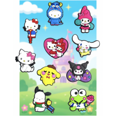 Джибітси Привіт Кітті Hello kitty Хеллоу Кітті Куромі Санріо Kuromi Jibbitz 10 шт аксесуари крокс прикраса